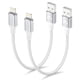 thumbnail image 1 of Cable de carga corto Aioneus para iPhone, 1 pie, 2 unidades, trenzado de nailon, 1 of 7