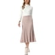 thumbnail image 2 of INSPIRE CHIC Falda Maxi de Punto para Mujer con Cintura Alta Elástica, Falda Plisada Suave a Rayas Casual S Albaricoque Rosa, 2 of 6