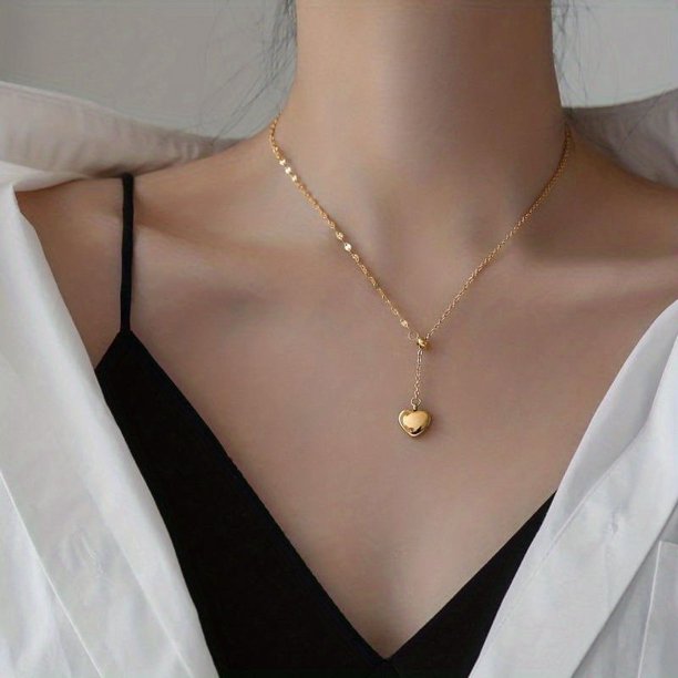 Gorgeous Heart-Shaped Gold Plated Stainless Steel Necklace - Perfect Gift for the Lover in Your Life!