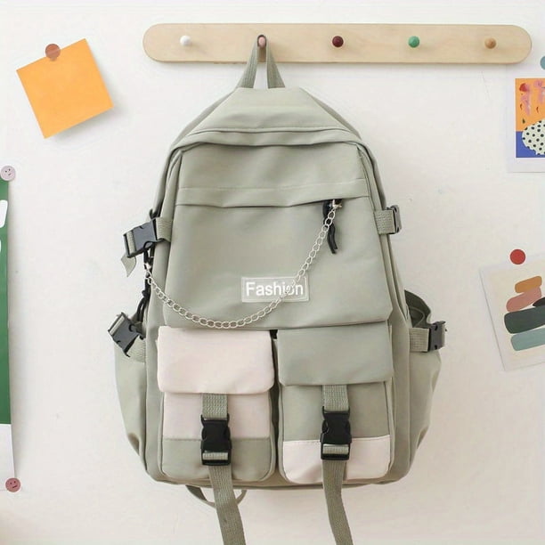 Preppy Style Nylon Laptop Backpack - Perfect for School, Travel & Work!