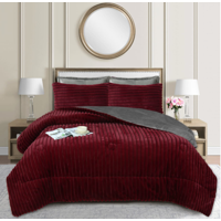 Mundo Shopping - Cobertor Con Chiporro Lineal 2 Plazas Color Burdeo