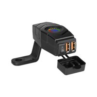 Bothyi - Cargador De Teléfono Para Motocicleta, 12V, 24V, Con Interruptor De Botón De Voltímetro Led, Luz Azul Resistente Al Agua