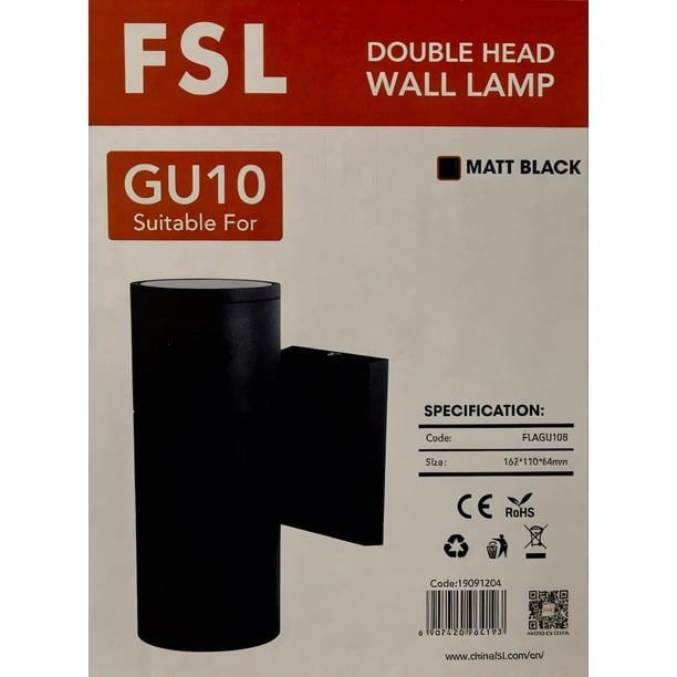 Aplique Exterior Ip54 Doble Gu10 Para 2 Ampolletas Fsl (NO INCLUYE ...