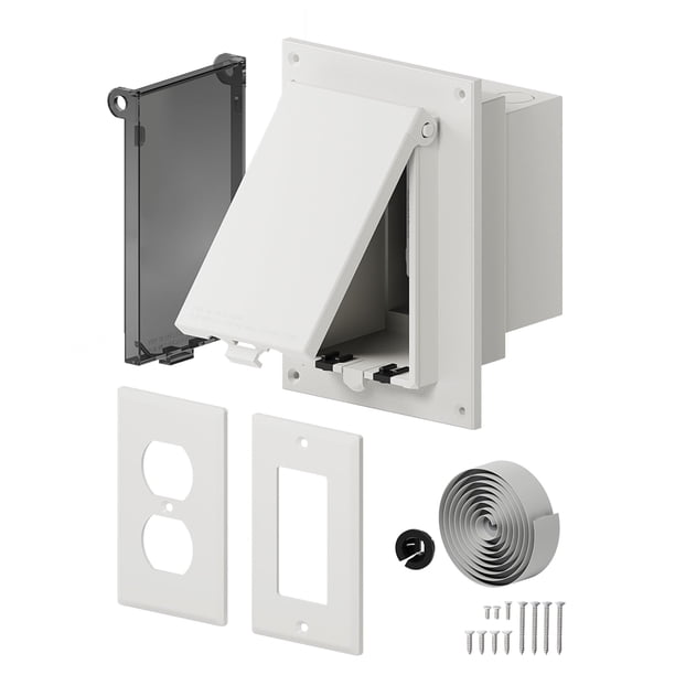 Caja de toma de corriente empotrada Magaliyo DBVR1W-1 resistente a la intemperie, 1 módulo