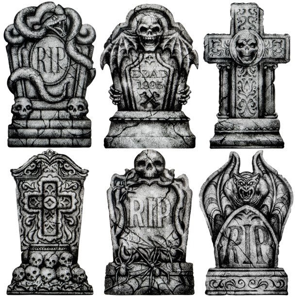 Lápidas de Halloween JOYIN, 40 cm, decoración espeluznante para exteriores, 6 unidades