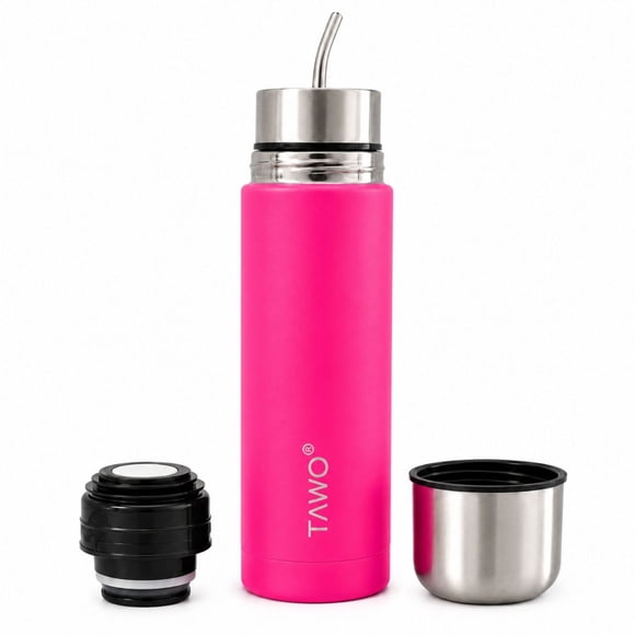 Termo Mate Acero Inoxidable Autocebante 2 en 1 Tawo 750 Ml Hermetico Antiderrame - Fucsia