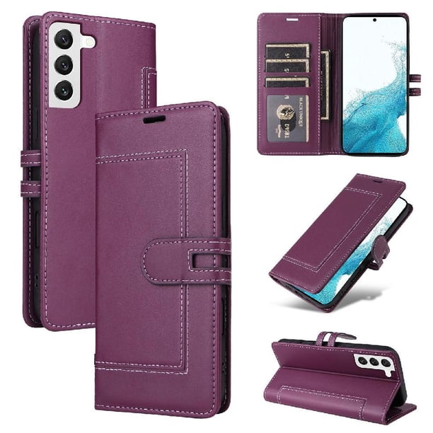 Premium Wallet Case for Samsung Galaxy S23 with Card Slots & Kickstand, Flip Cover Purple