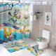 thumbnail image 1 of Los casos de criaturas-theme 4-Piece Shower Curtain Set with Rugs, Waterproof Bathroom Decor Set Includes Bath Mat, U-Shaped Rug, Toilet Lid Cover and Curtain with Hooks, 1 of 6