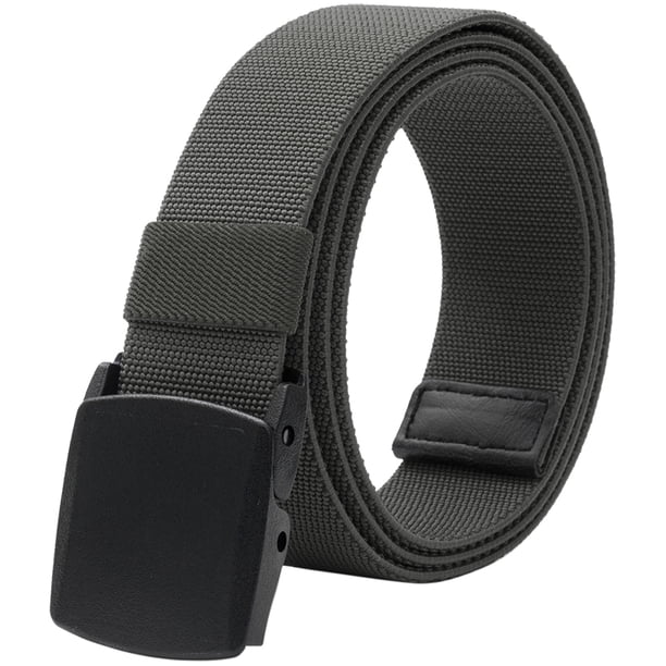 Cinturones elásticos para hombre con hebilla de plástico sin metal para trabajo y deportes, 130cm, Gris