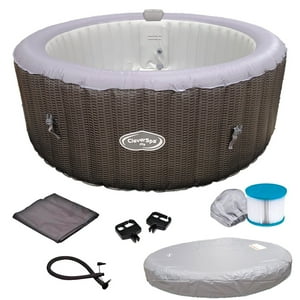 Sunshine - Jacuzzi Spa Inflable Rattan 8340- Gris 4 Personas
