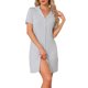 thumbnail image 1 of INSPIRE CHIC Camisones de Mujer con Botones, Camiseta de Dormir de Manga Corta, Camisón, Vestido de Pijama con Bolsillos M Gris Flor, 1 of 6