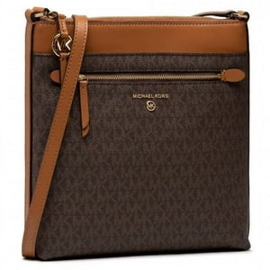 Cartera Michael Kors Crossbody Plana Grande Con Encanto Jet Set Marrón Norte Sur