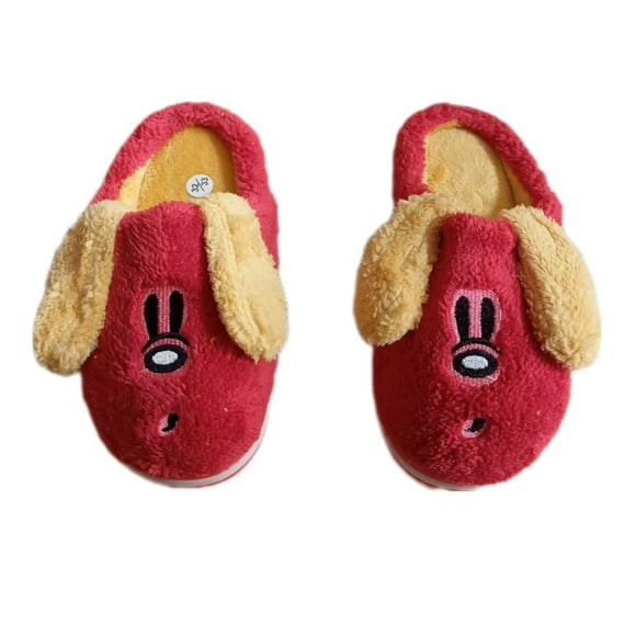 Pantuflas Niños De Felpa, Diseño De Perro, Anime, Kawaii Color Rojo Talla 32-33