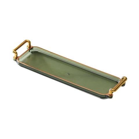 Magideal - Bandeja De Servicio Rectangular Bandeja De Joyería Con Asas Taza Bandejas De Mesa De Té Bandeja Decorativa Bandeja De Tocador Para Baño Cocina Vestido Verde