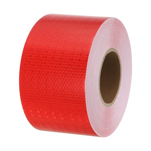 Cinta Reflectante Uxcell, Cintas de Seguridad de Advertencia de Precaución de Alta Visibilidad Impermeables Reflector para Camiones Remolques Coches Rojo 4 IN x 164 FT