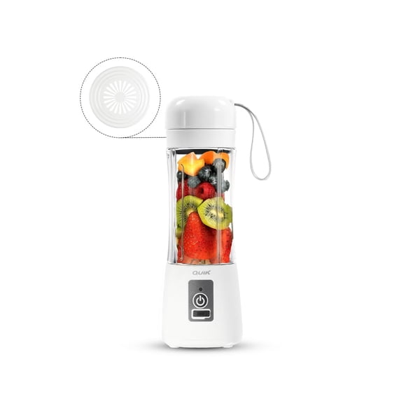 Licuadora portátil Quik inalámbrica de 380 ml para malteadas, blanca