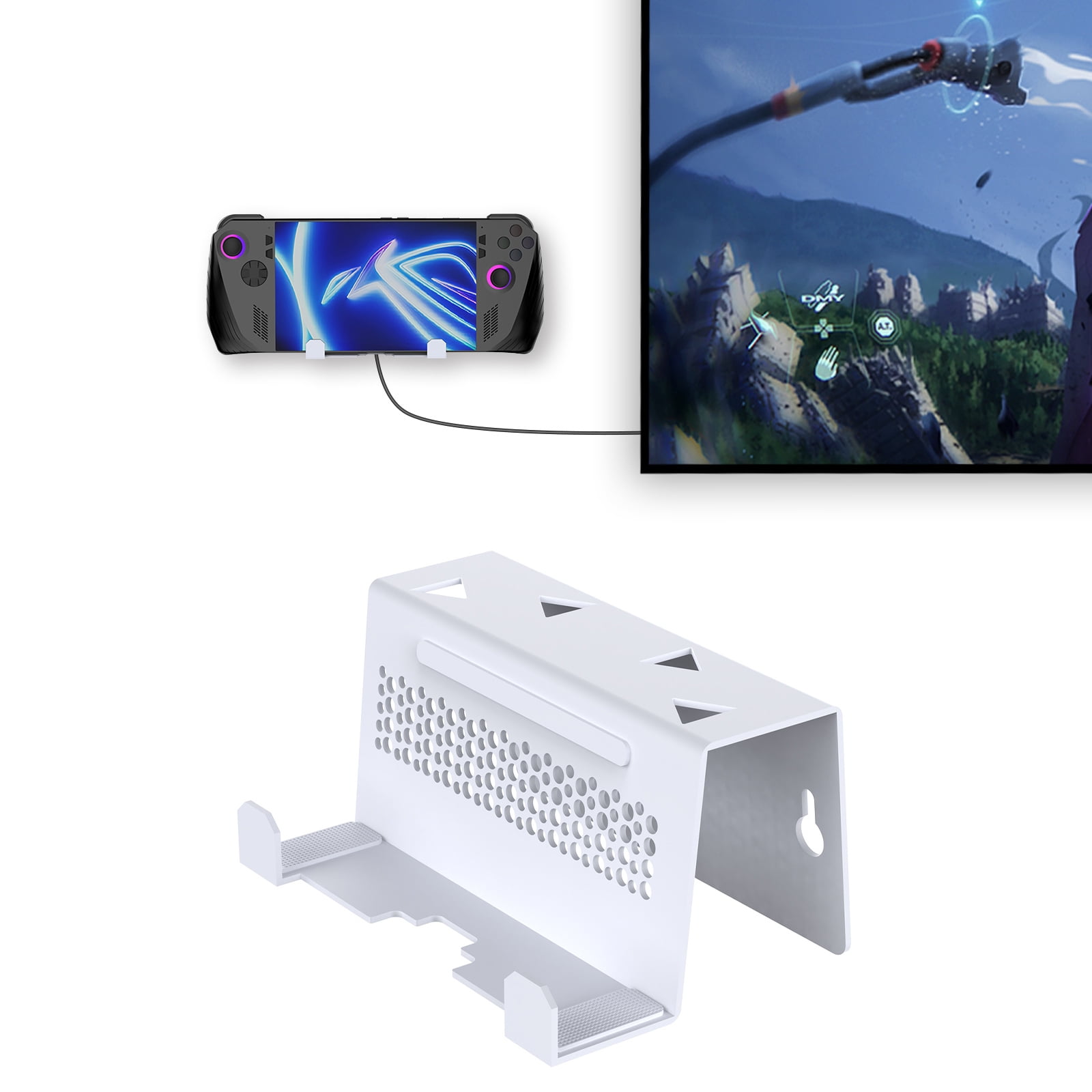 Genérico - Soporte De Pared Para Steam Deck & Soporte Base Para Tablet Compatible Con Accesorios Para Consola De Juegos Nintendo Switch Oled-blanco