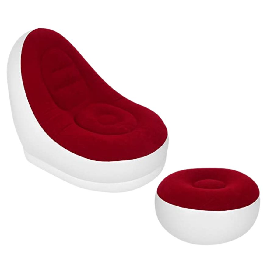 Click Ventas - Sofa Silla Sillon Inflable Con Reposa Pies Rojo
