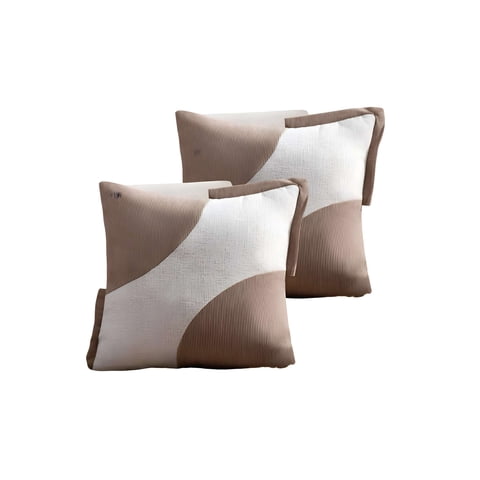 Genérico - Set De 2 Fundas De Cojines Diseño Tela Pana Empalmado 45Cm X 45 Cm Café
