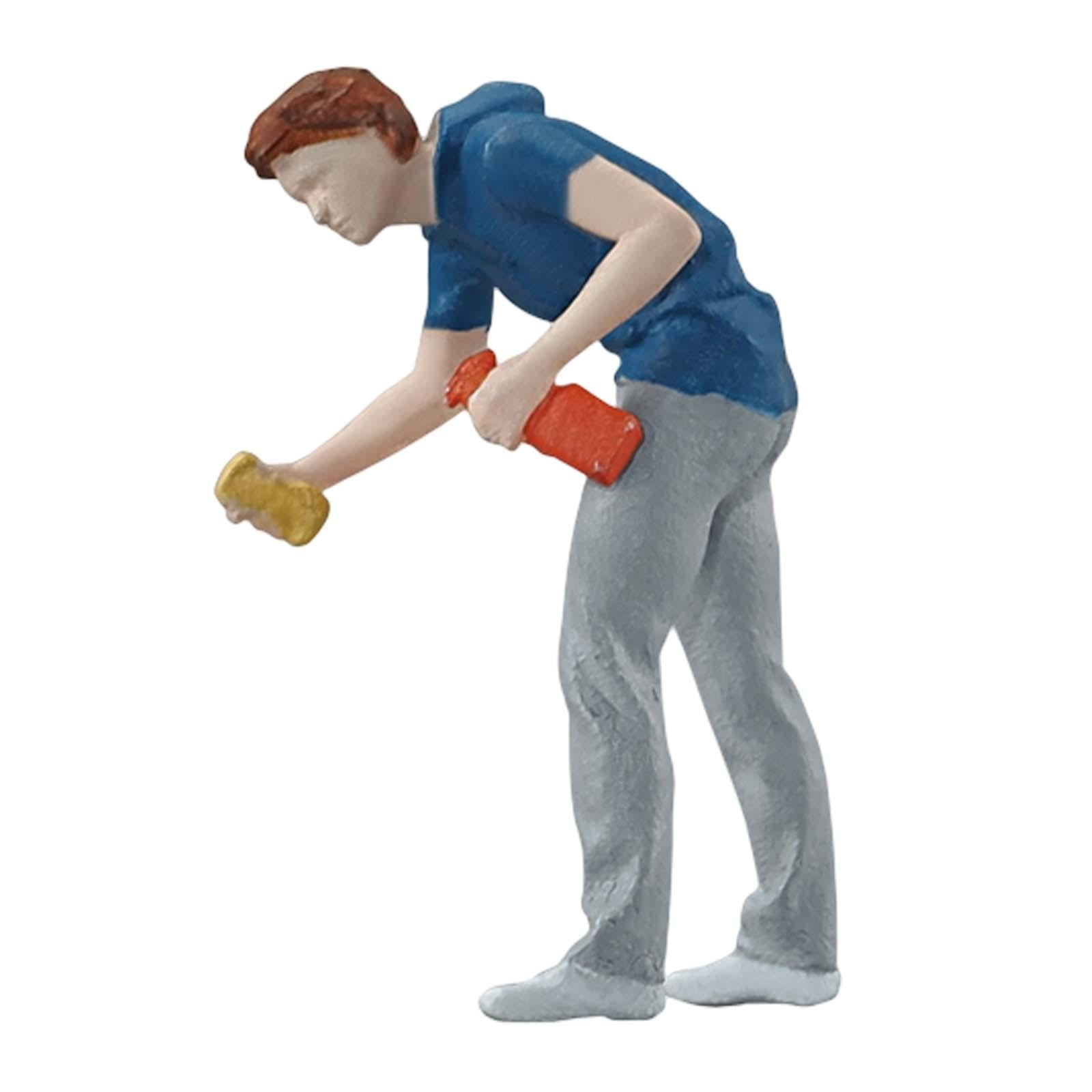 Magideal - Diorama Figura Decoración De Casa De Muñecas Pintado Realista Lavado De Autos Niño Modelo En Miniatura Para Diseño De Escena De Parque Accesorios De