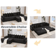 thumbnail image 3 of [NEW ARRIVED] [VIDEO PROVIDED] 110.75" Modular L Shaped Sofa, Corduroy Fabric Sectional Couch,With a movable footstool, Cup Holders,Bring 8 throw pillows,Side Pocket,Unfold into a Bed,Black, 3 of 3