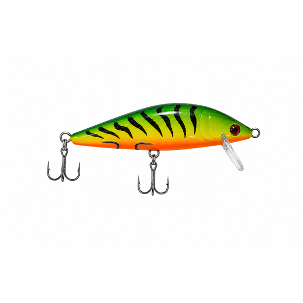 Senuelo Poseidon Minnow 8 g Fire Tiger Pesca Deportiva 2 Anzuelos Triples