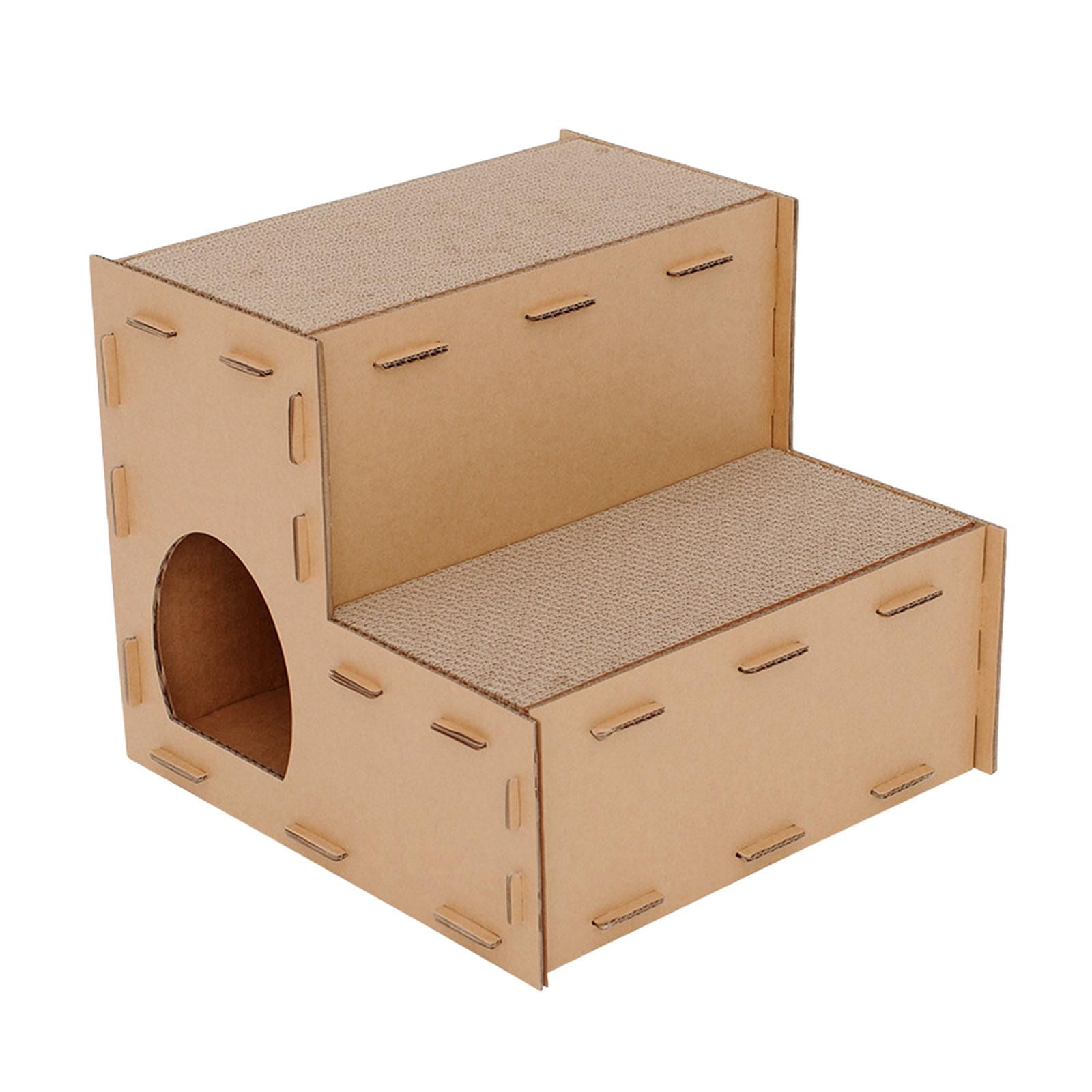 2 En 1 Gato Rascador Cama Juguete Mascotas Suministros Tablero Gatito Interior Garras Cuidado