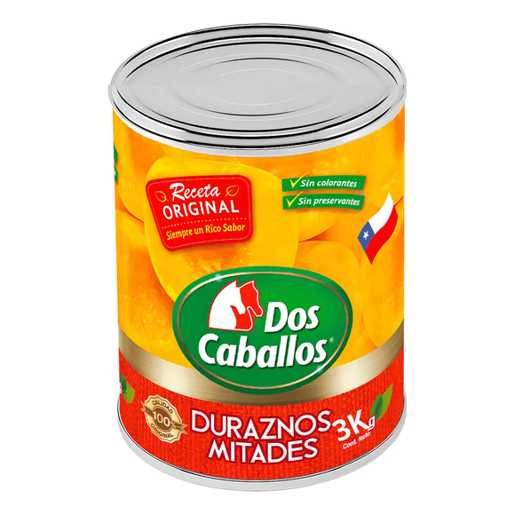 Conserva Duraznos En Mitades 3kg Dos Caballos