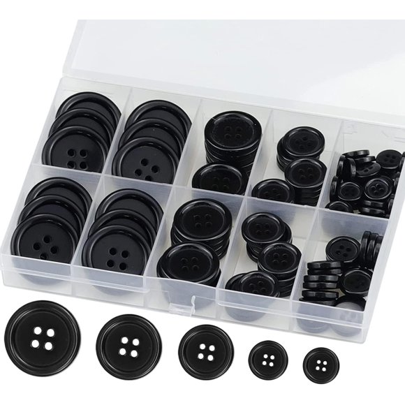 Botones Fancypost 100 piezas negro de 4 agujeros - Kit DIY