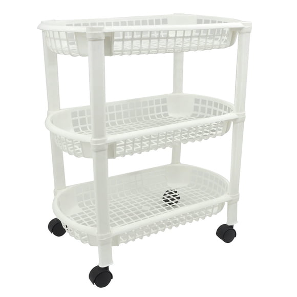 Carro Organizador 3 Canastos Plástico Con Ruedas Blanco, 1 Un