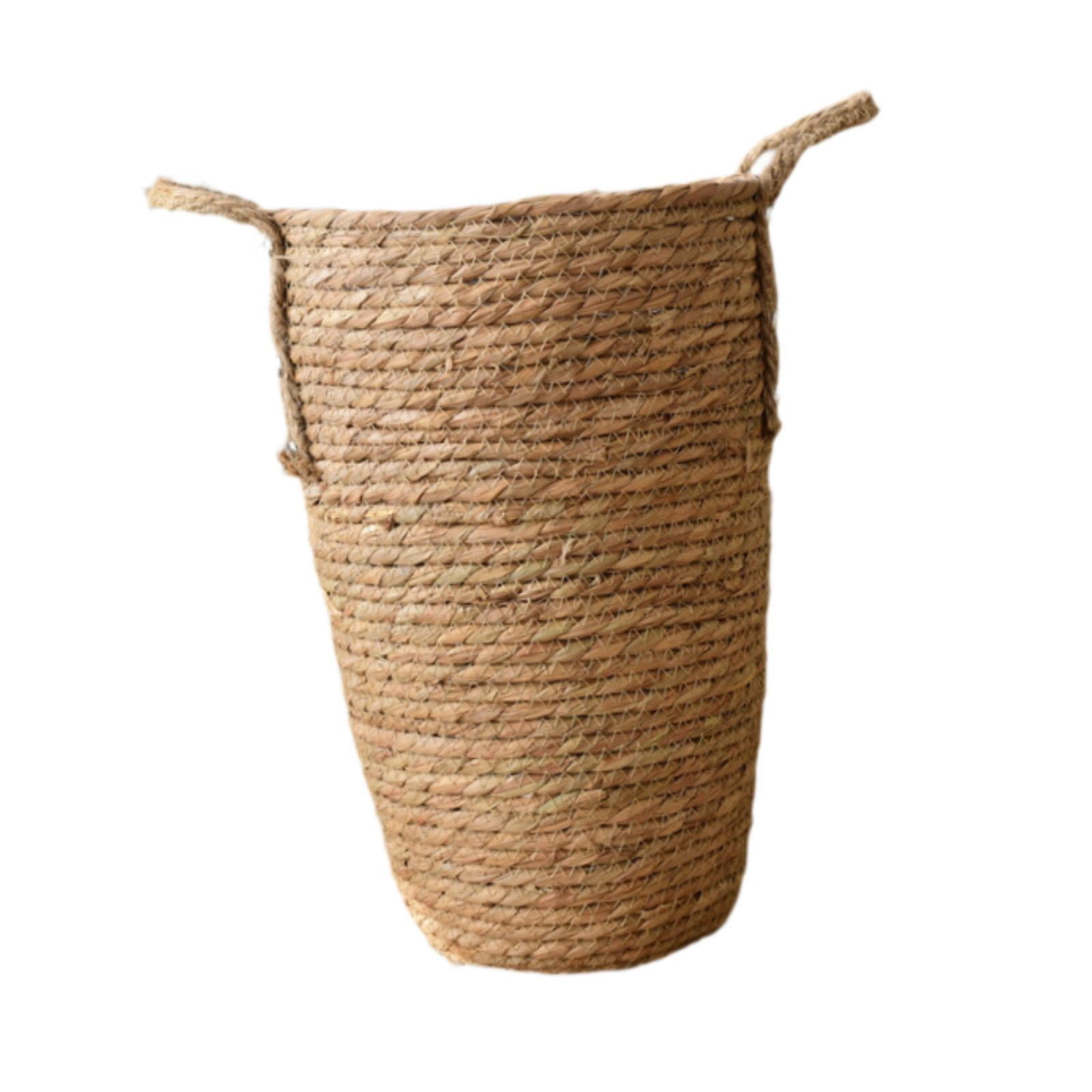 Bothyi - Cesta De Paja Tejida Para Macetas, Organizador Multifuncional Para Suelo, Interior Y Exterior.