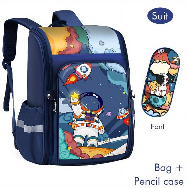 Cute Astronaut Large Capacity Backpack, Backpack And Pen Case Set, School Start Season Gift, Suitable For Primary School Boys And Girls Aged 6-12, Travel Backpack