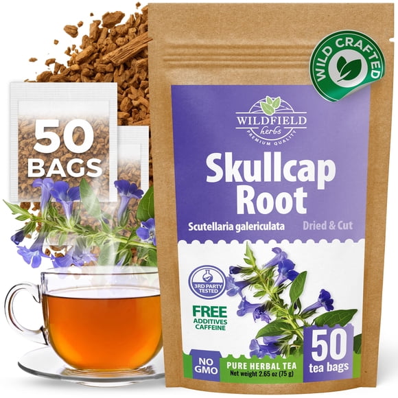 Té de hierbas Skullcap Wildfield Herbs – 50 bolsas – 75 g