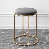 Genérico - Pouf Decorativo Redondo Acolchado Con Patas Doradas / Gris / Dorado