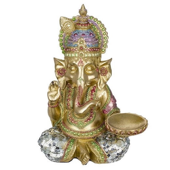 Figura Ganesh Sentado Porta Velas - PoliResina