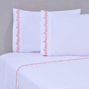 Genérico - Sabana Bord. 180 Hilos 2 P Ramas Rosado