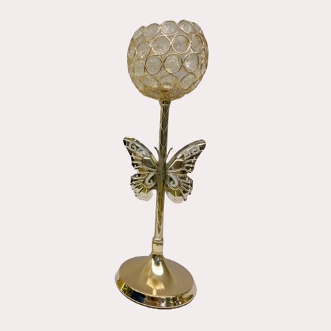 Genérico - Candelabro Dorado Mariposa Nórdico Cristal 26Cm Jhn