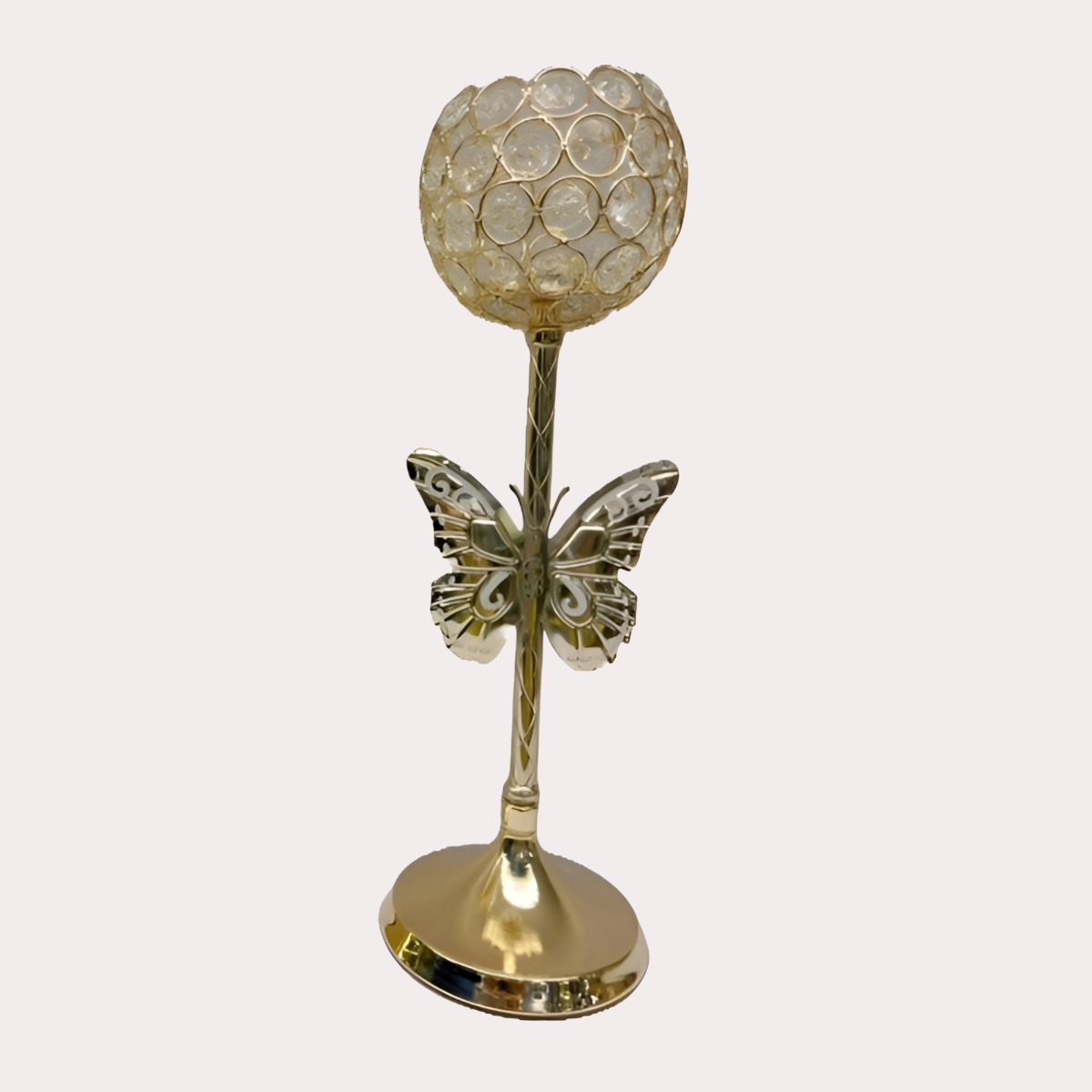 Genérico - Candelabro Dorado Mariposa Nórdico Cristal 26Cm Jhn