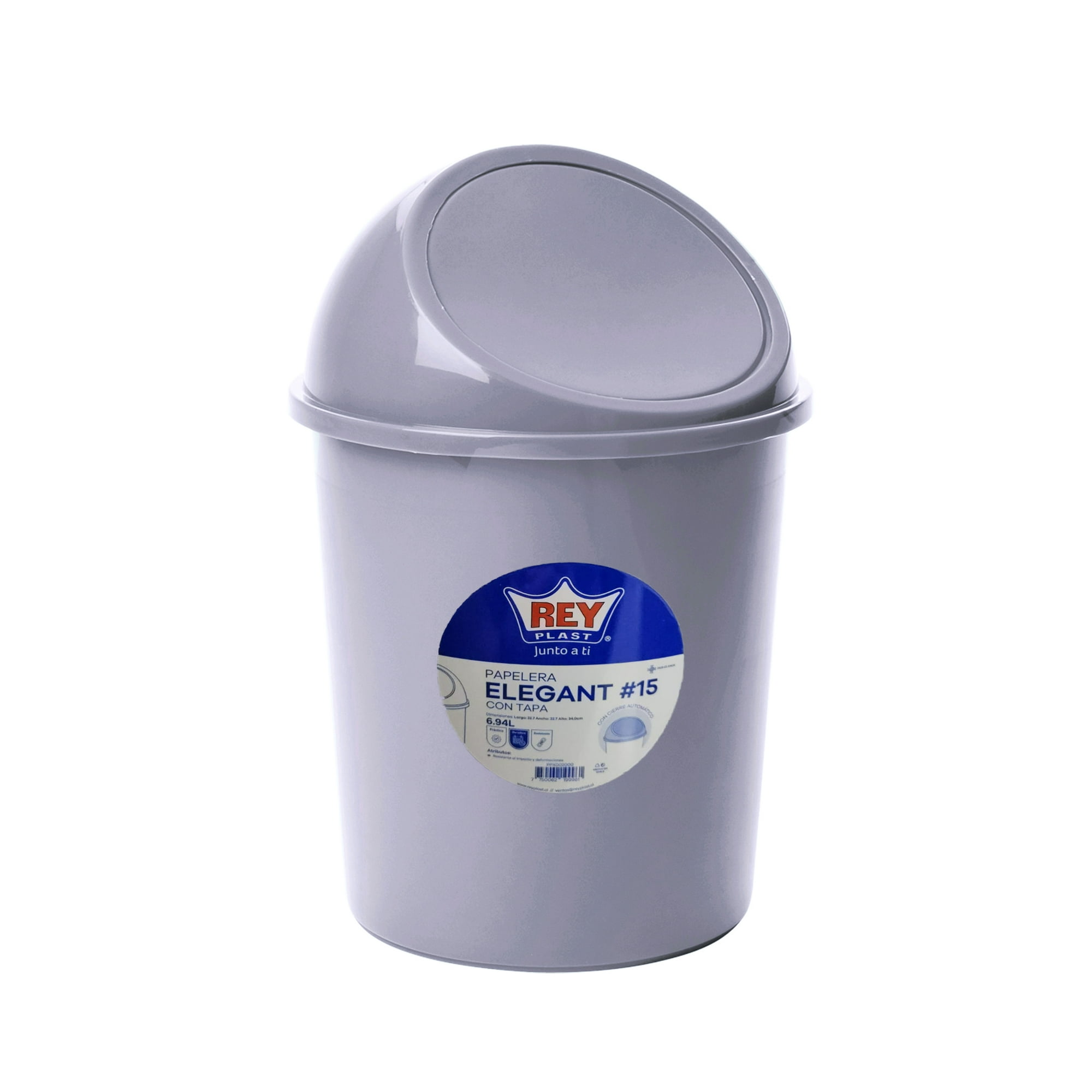 Reyplast - Basurero Con Tapa De Cierre Automático 7 Litros