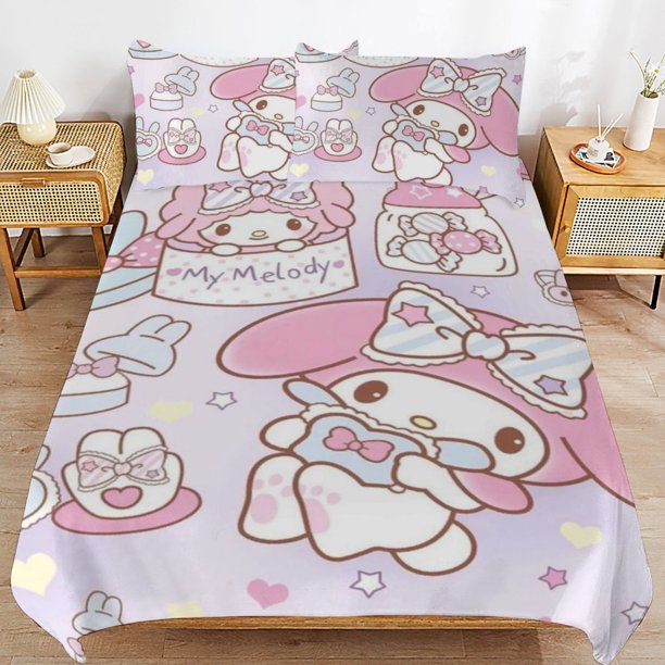 My Melody Duvet Cover Set 3 Piece Bedding Set Double Sided Printing Decorative Comforter Cover Set