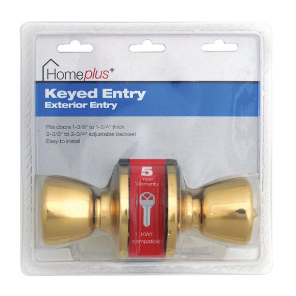 Cerradura de entrada Home Plus de latón pulido para puertas de 1 3/4 pulgadas