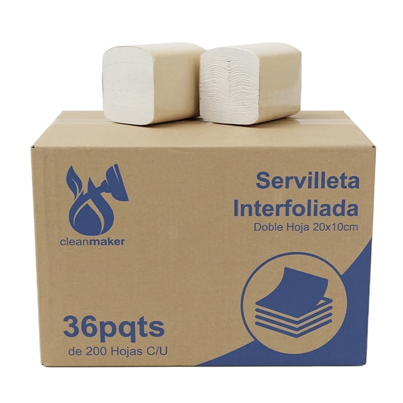 Servilletas Interfoliadas Doble Hoja 20x10 cm 36 Paquetes de 200 Hojas C/U