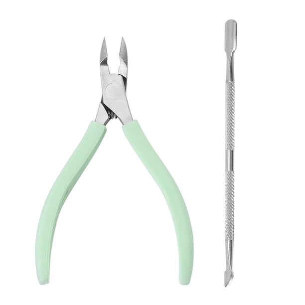 Cortacutículas con empujador de cutículas - Cortacutículas de acero inoxidable, herramientas para quitar cutículas de uñas de manos y pies