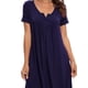 thumbnail image 5 of INSPIRE CHIC Vestido de Dormir para Mujer con Cuello en V, Manga Corta, Abertura Lateral y Ribete en Contraste para Primavera Verano S Azul, 5 of 6