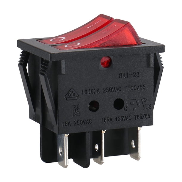 Interruptor basculante Baomain DPST dual de 6 pines, encendido/apagado, 16 A, 250 V AC