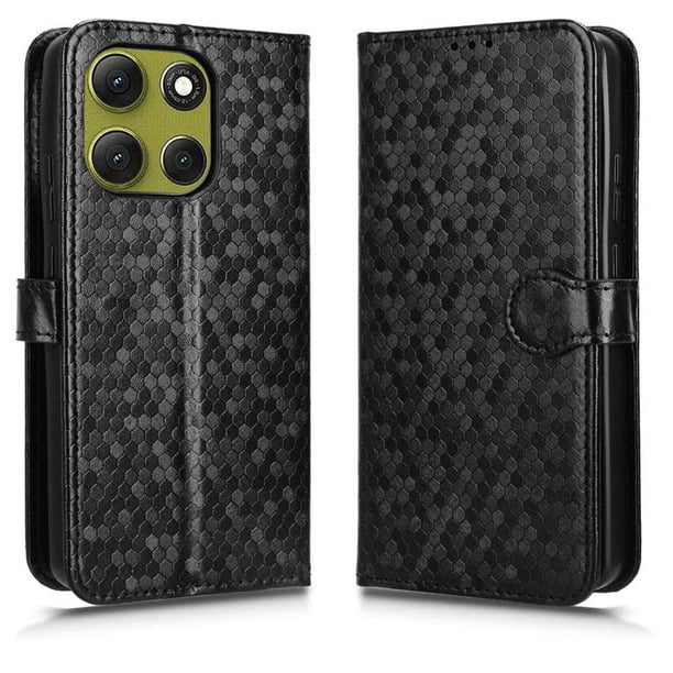 Funda Cartera Lunares Motorola Edge G86 5G con Tarjetero, Correa y Soporte Negro