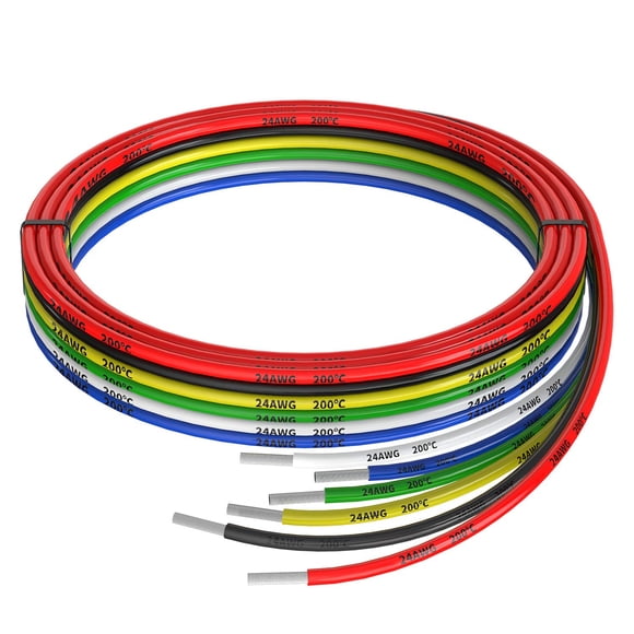 Cable eléctrico 24 AWG de silicona, 6 colores, 3 m, calibre 24