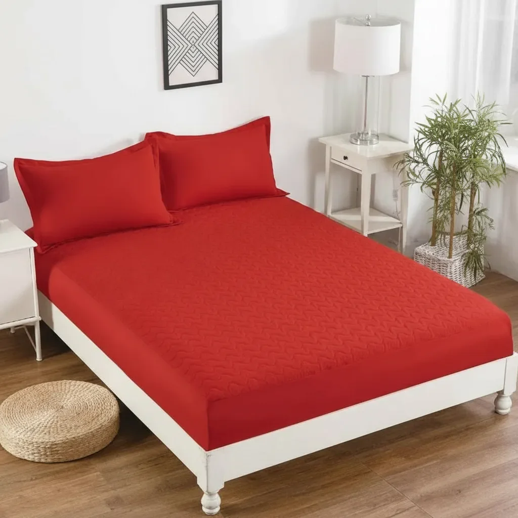 Casadeliacl - Cubre Colchón Impermeable T.f.i Para Colchones Hasta 30 Cm Rojo Liso 2 Plazas