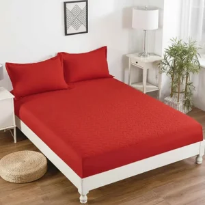 Casadeliacl - Cubre Colchón Impermeable T.F.I Para Colchones Hasta 30 Cm Rojo Liso 2 Plazas