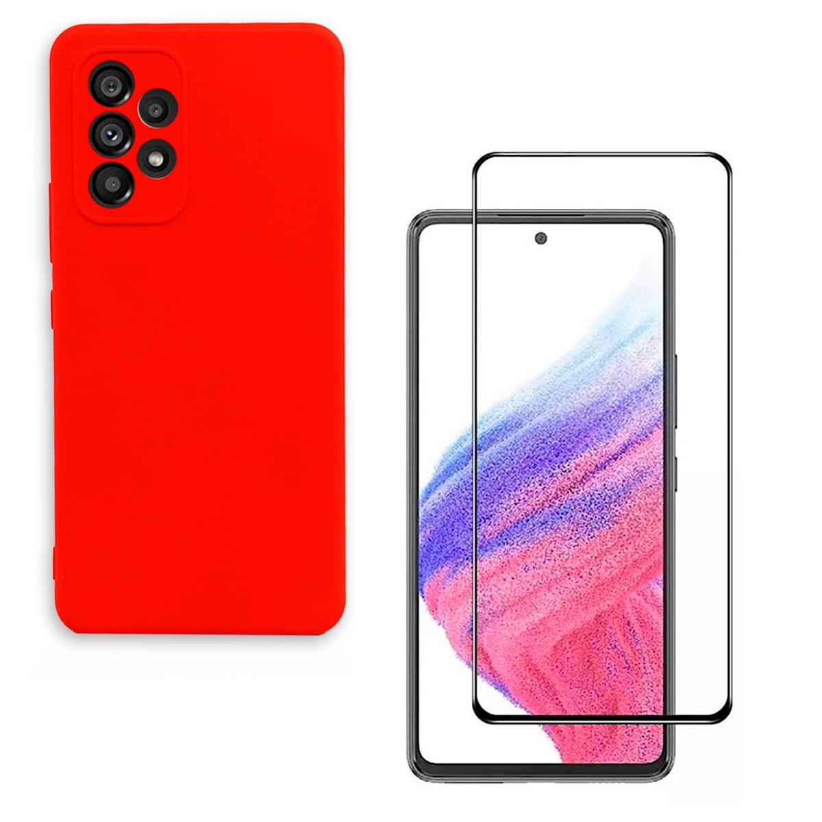 Joigo - Carcasa Para Samsung A53 5g + Lamina De Vidrio Rojo